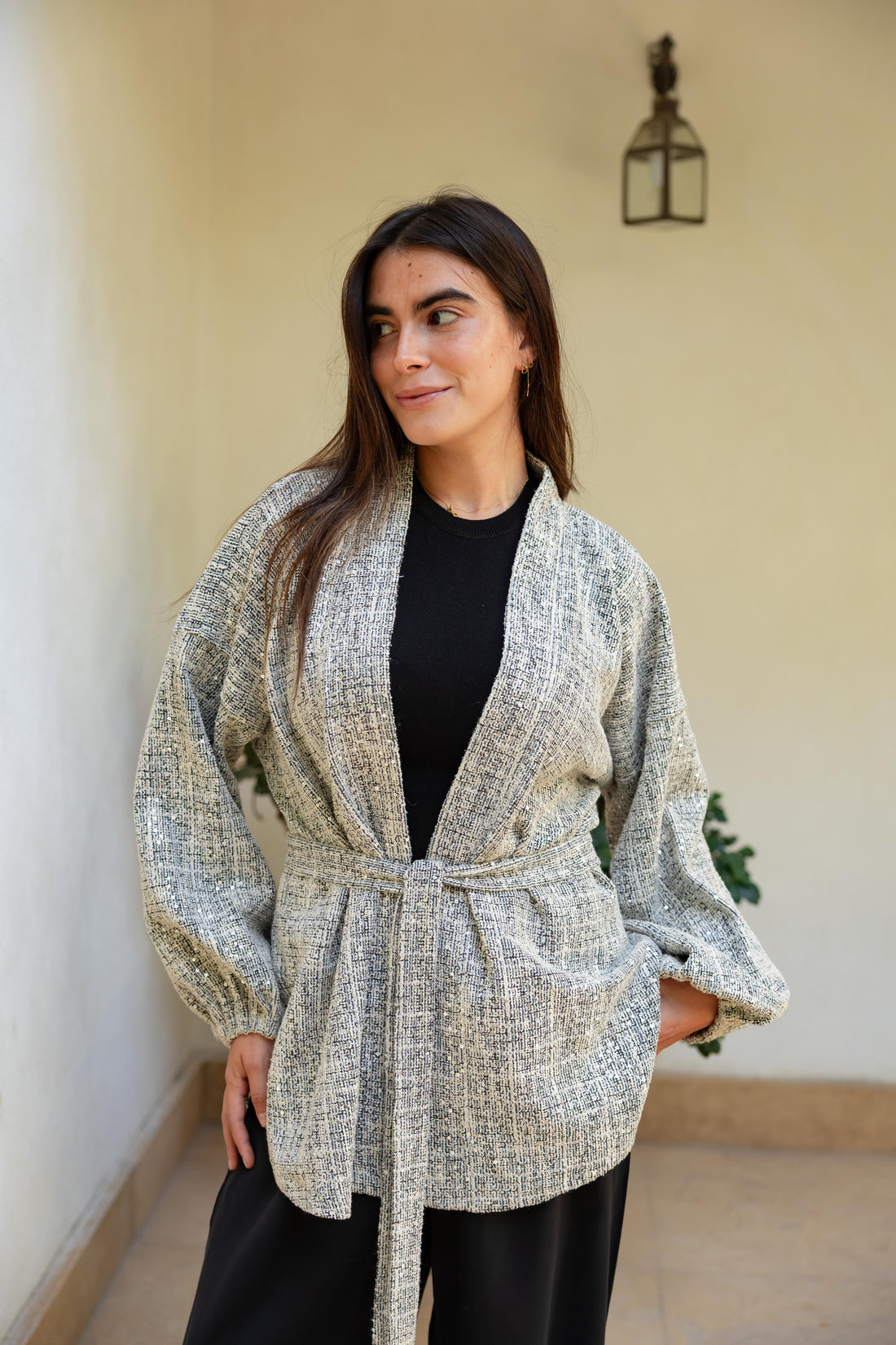 Sequin Tweed kimono