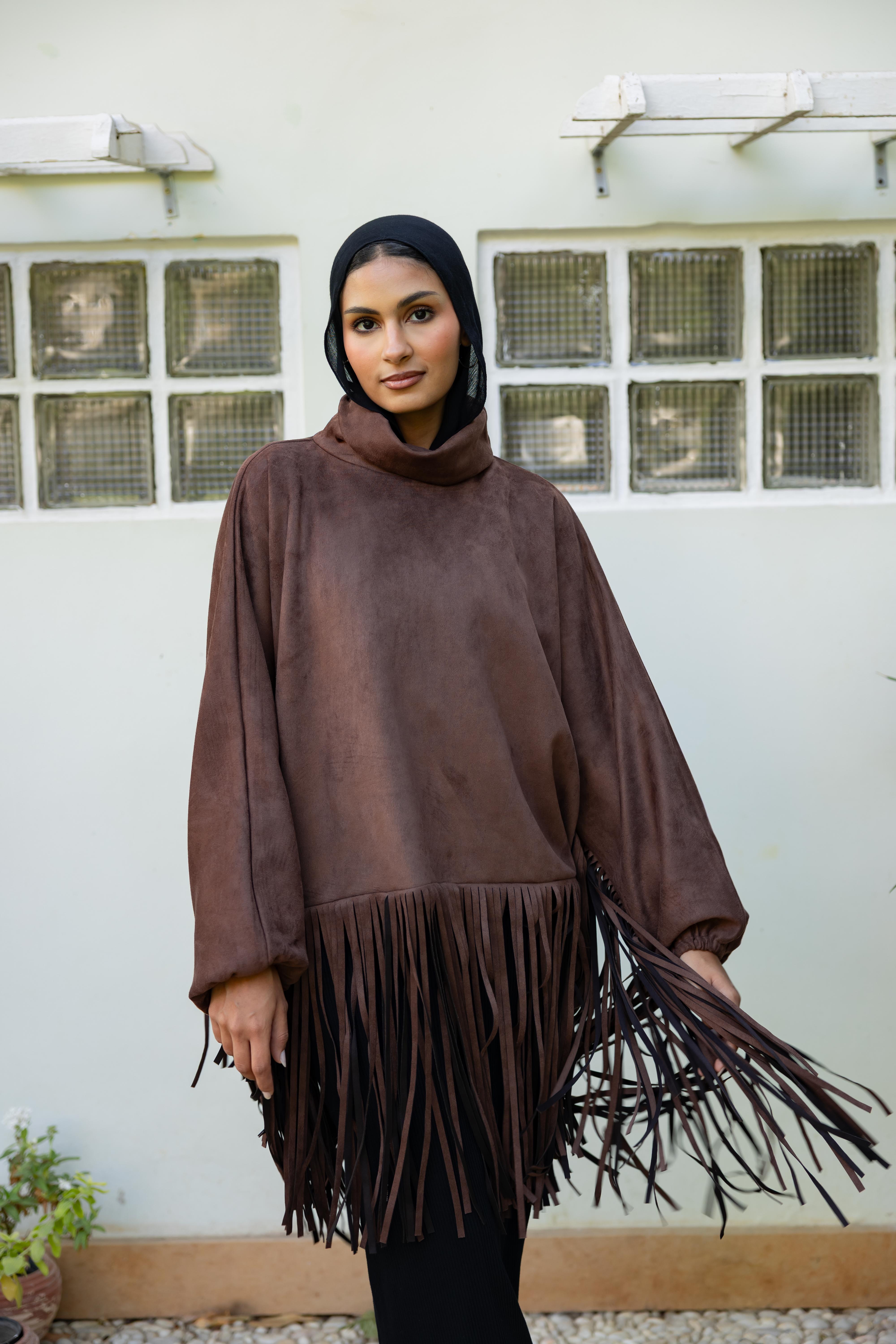 Suede Fringes top in Brown