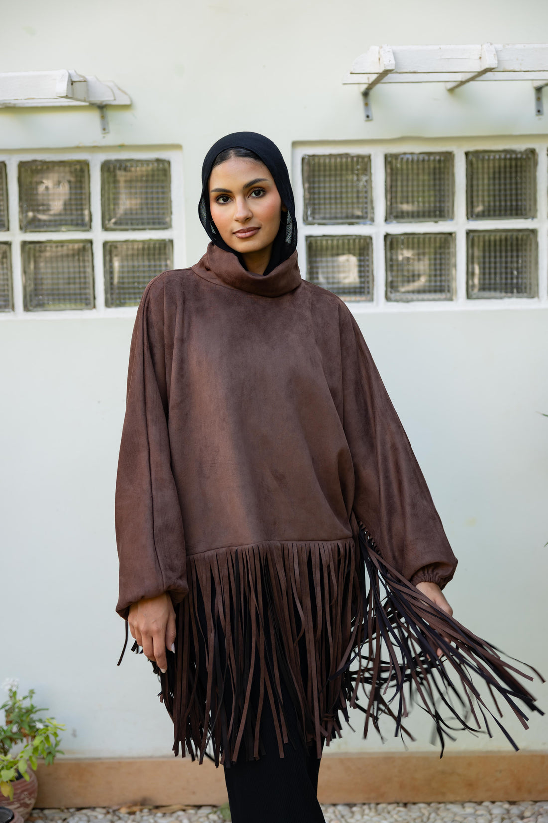 Suede Fringes top in Brown