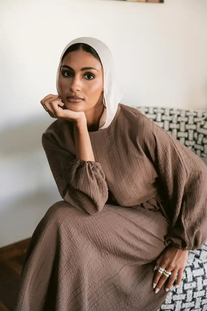 Drawstring dress in Brown
