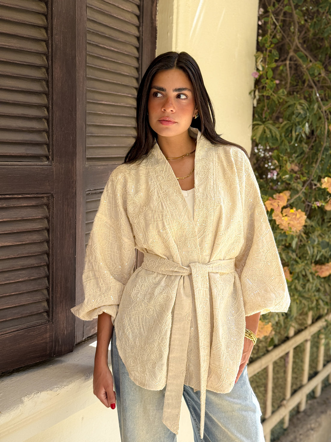 Glow linen kimono