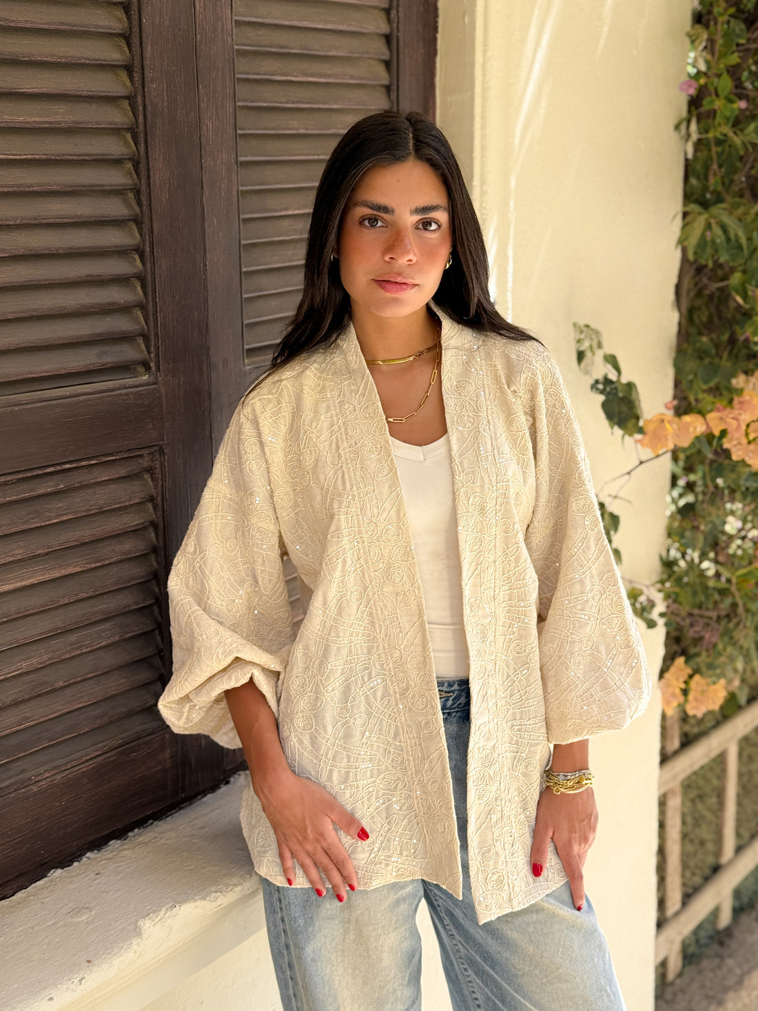 Glow linen kimono