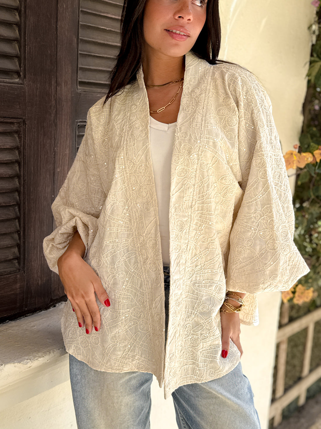 Glow linen kimono