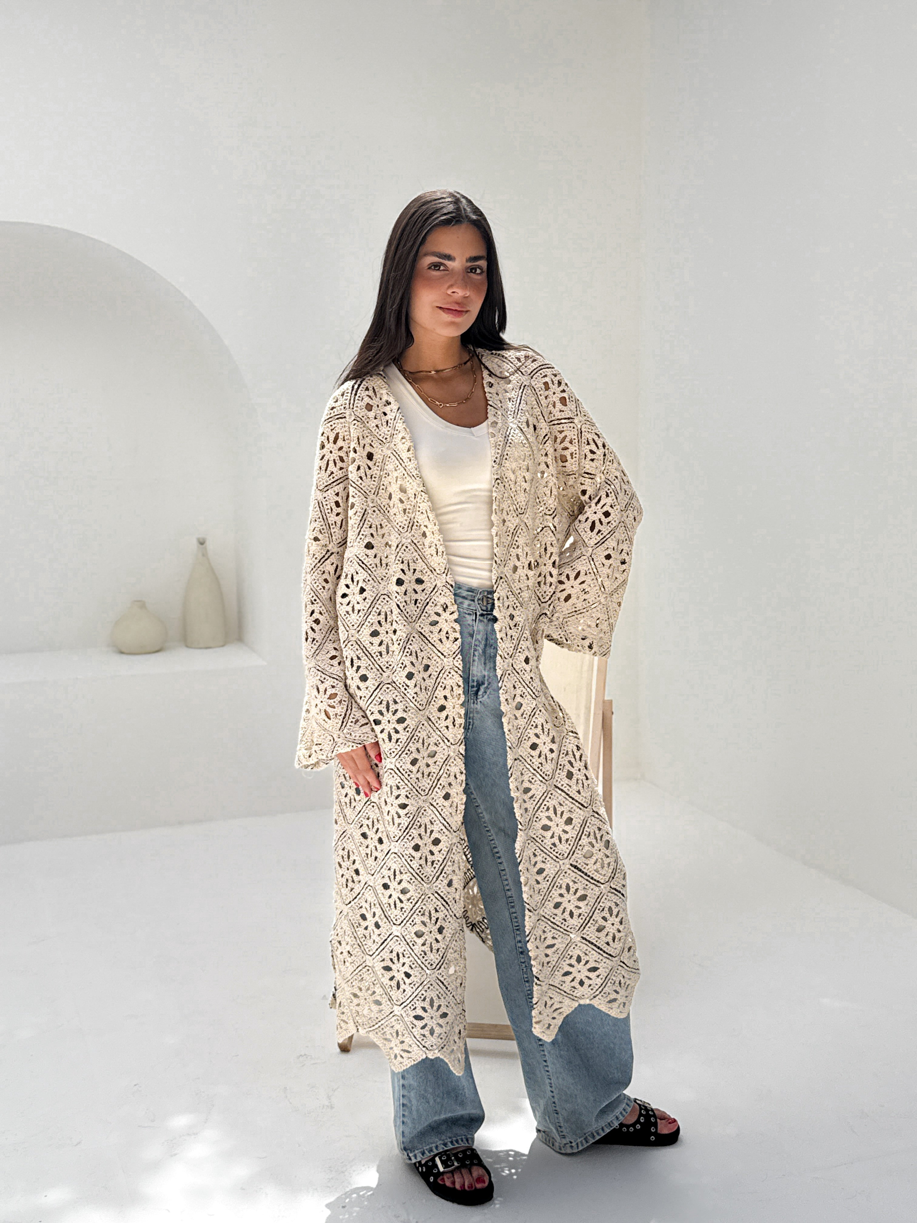 Crochet sequin kimono