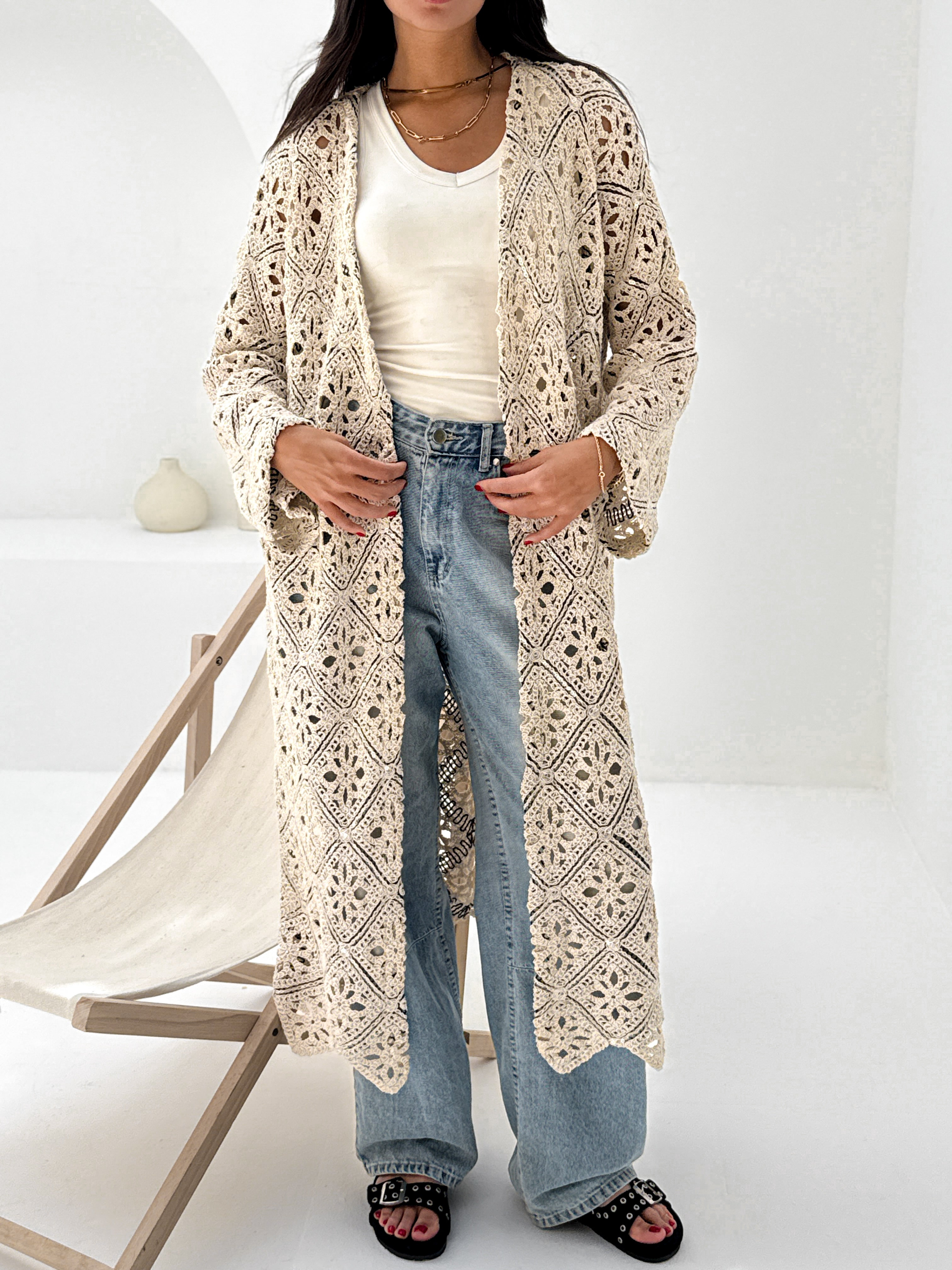 Crochet sequin kimono