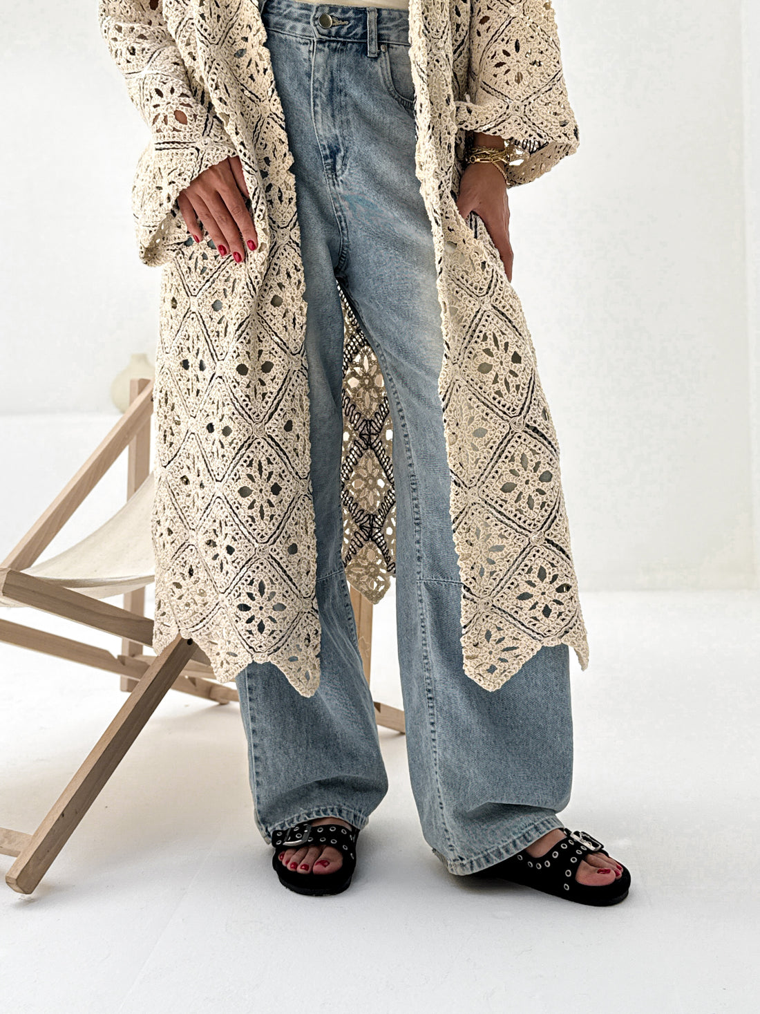 Crochet sequin kimono