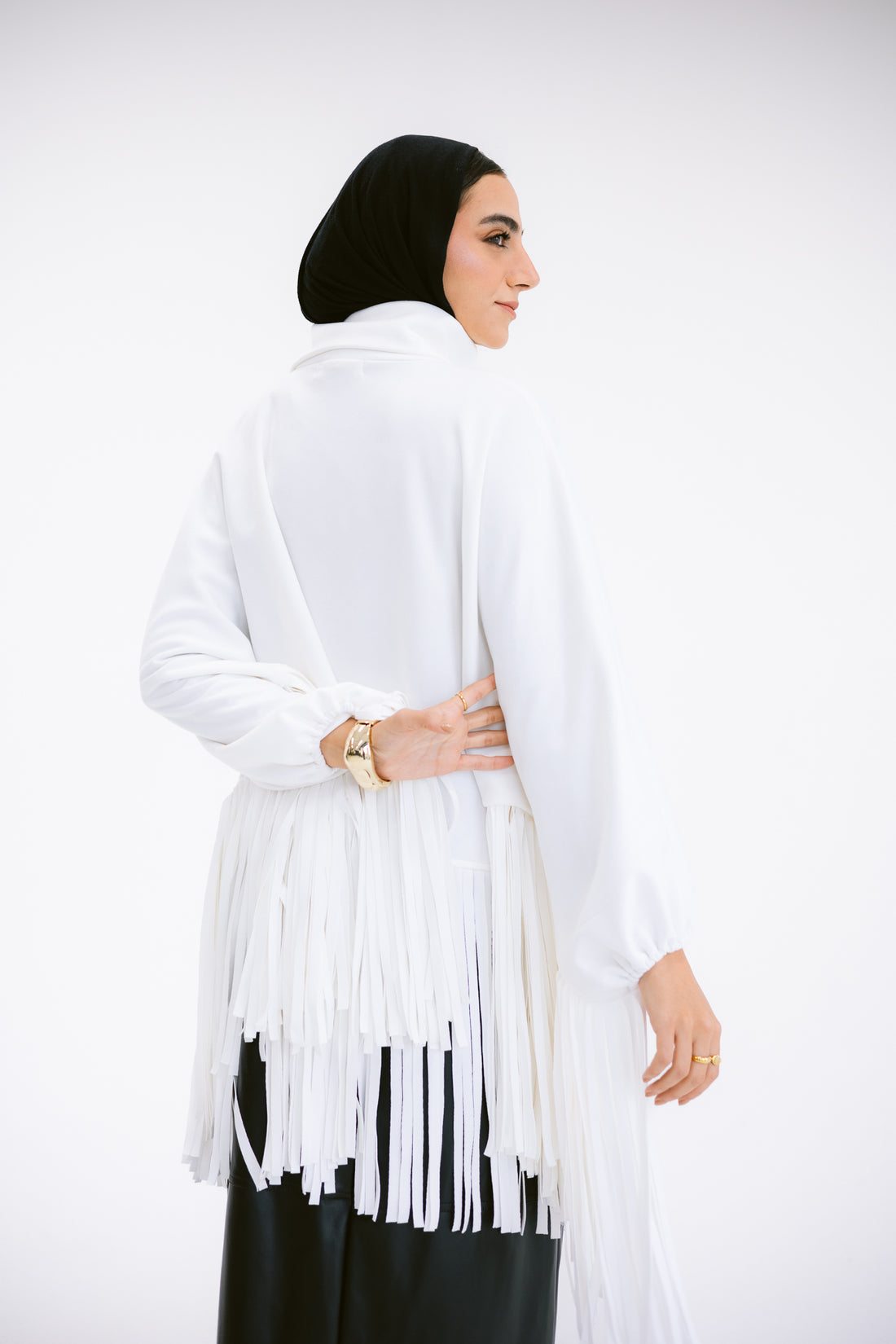 Suede fringes top in White