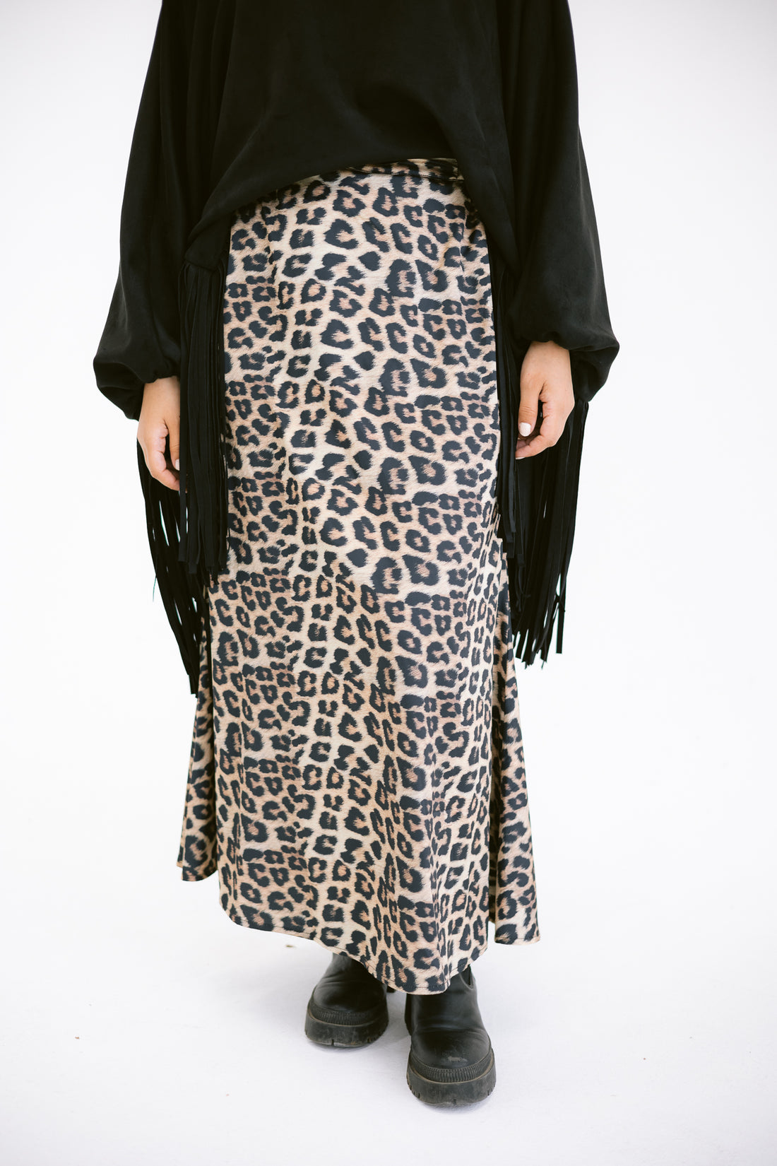 Leopard Satin Skirt