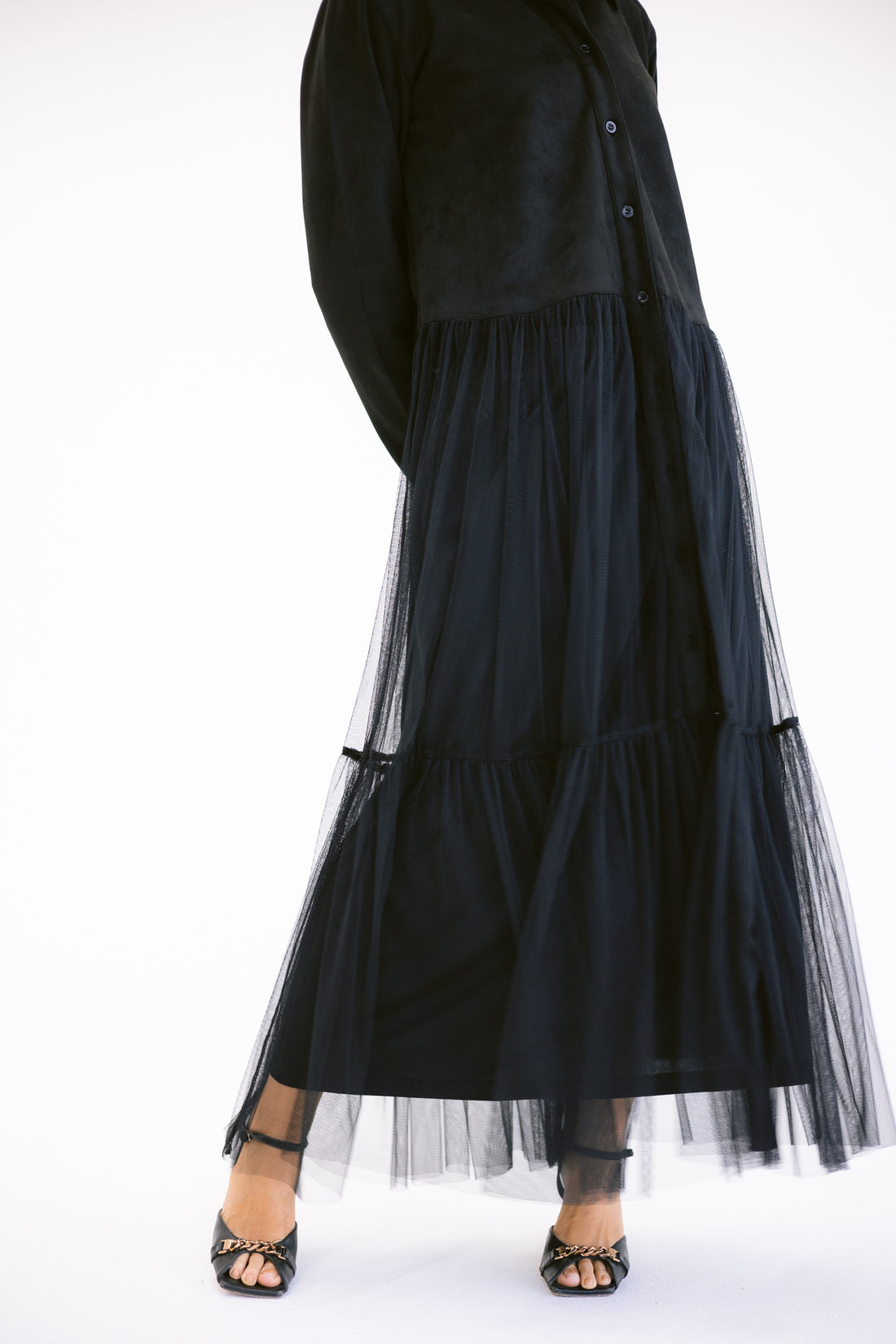 Black Tulle Shirt-Dress